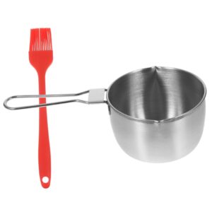 brightfufu 1set stainless steel sauce pot handle saucepan with silicone brush kitchen cookware supplies for sauces gravies and more