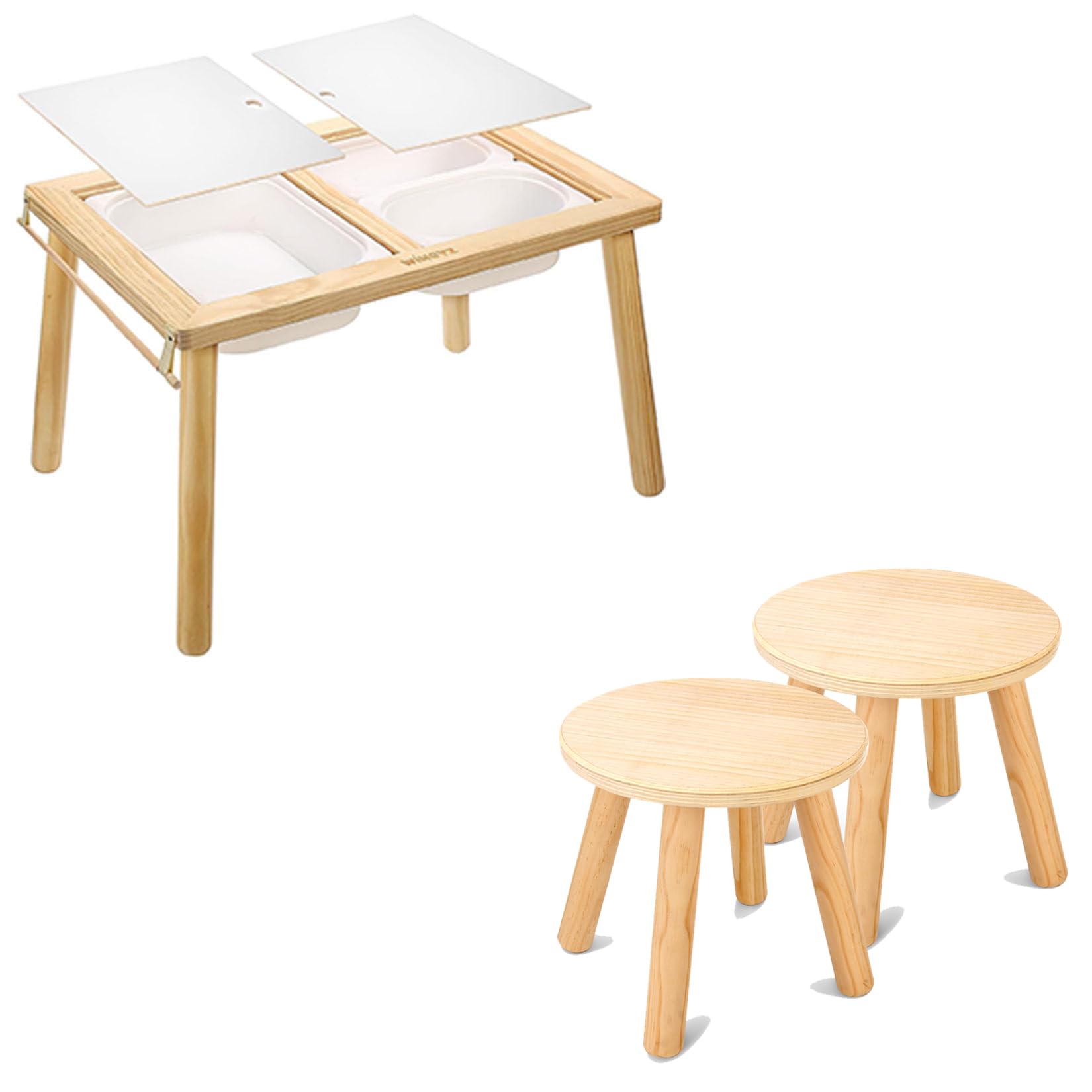 wingyz Sensory Tables + 2Pack Wooden Step Stools for Kids Toddler