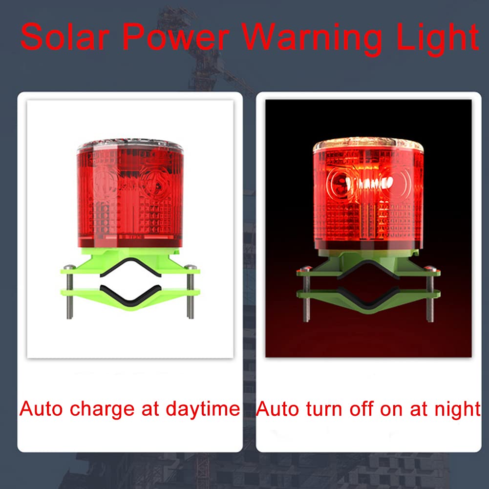 Aolyty Solar Strobe Warning Light IP54 Waterproof LED Flashing Safety Light Bright Warning Lamp Outdoor with Switch for Construction Traffic Dock Marine Beacon Road Signs (Yellow)