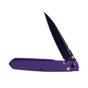 Real Steel Metamorph G5 Button Lock Folding Pocket Knife - 14C28N Steel Blade and G10 Handle - Deep Carry Pocket Clip (Purple G10/Black)