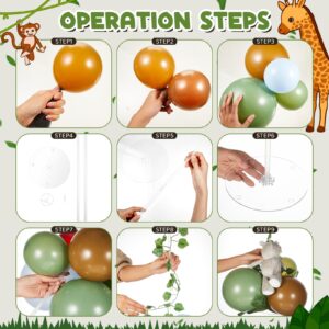 RoundFunny 6 Sets of Safari Animals Baby Shower Centerpieces Balloons Decorations Kits with Plush Jungle Animals Doll Artificial Turtle Leafs for Birthday Party Table Top Decorations