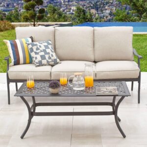 PatioFestival Patio Conversation Set 4Pcs Cushioned Outdoor Furniture Sets with All Weather Galvanized Steel Frame (Beige)