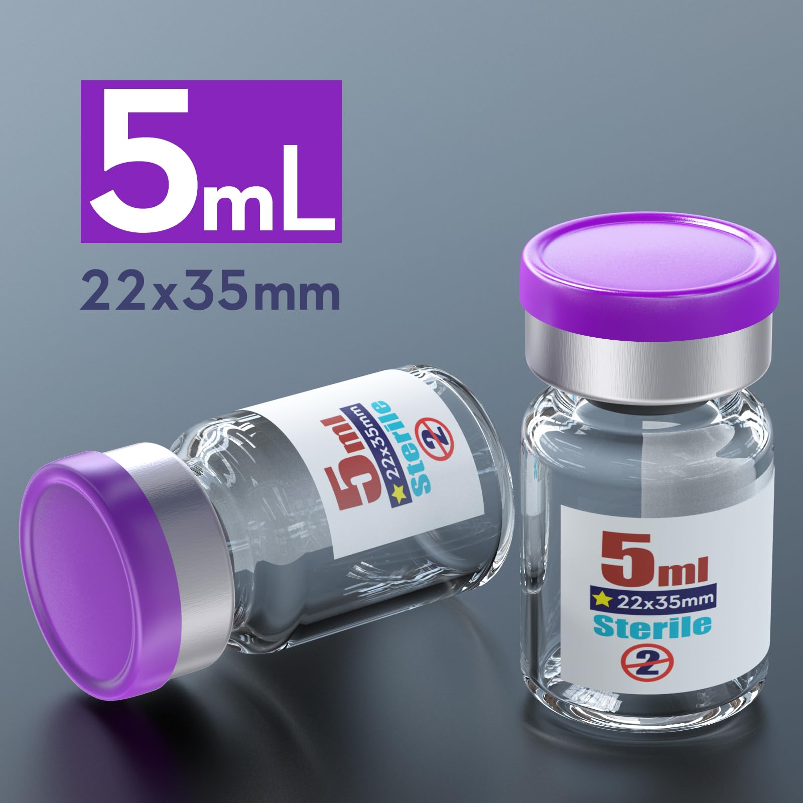 5ml Sterile Empty Vial,Sterile Glass Vials, with Self-Healing Injection Port and Flip Top Cap, Sterile Package 10PCS by ZHANXUBIO (5ml,10)