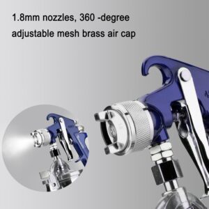 Throohills Siphon Feed Spray Gun for Piant with 1.8mm Nozzle, 1000cc Cup and 6pcs Paint Strainers for Cars & HousePainting Gun(Blue)