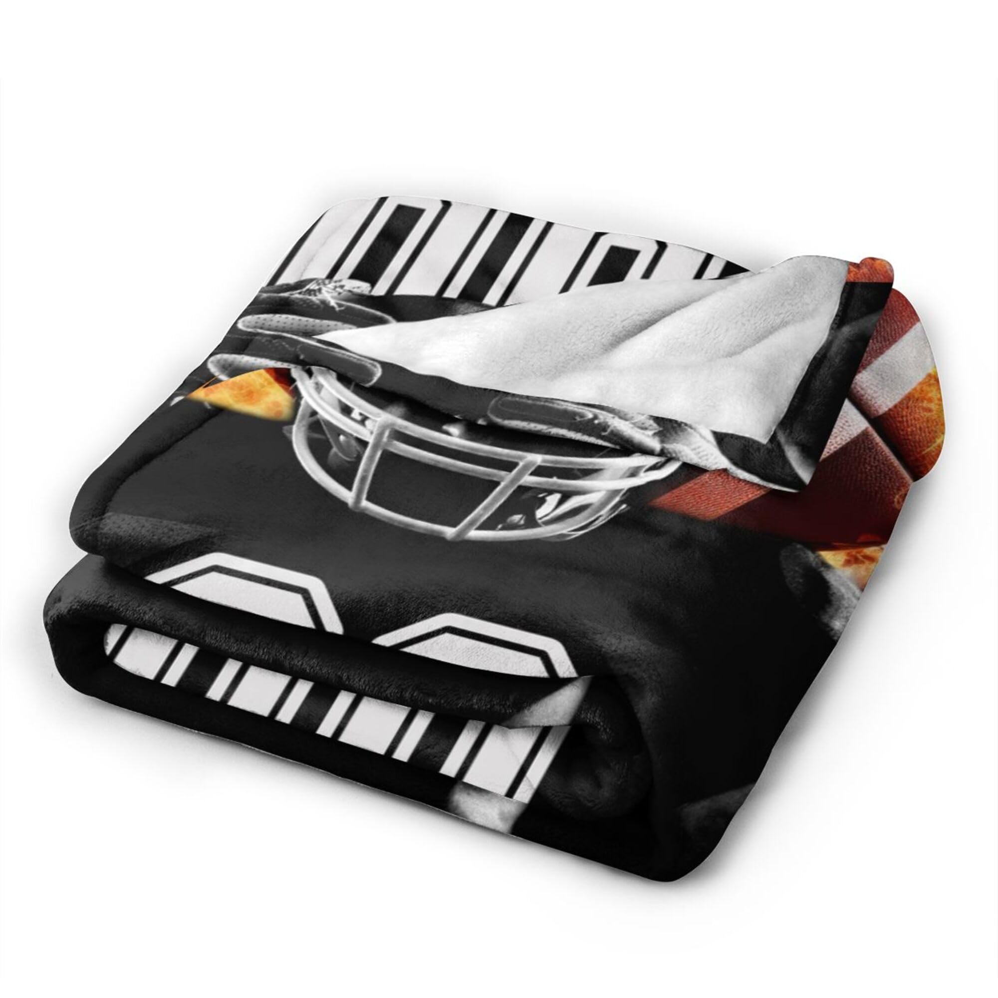 Homieblanket Custom Football Blanket with Name No. for Boys Girls, Personalized Cool Football Themed Design Printed Throw Blankets for Kids Lap, Chair Sofa, Giftable Blanket, 40"x 50"