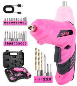 dowell power electric cordless screwdriver set rechargeable 3.6v power screwdriver kit tools for women with 27pcs accessories pink