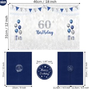 Blue 60th Birthday Decorations for Men, Navy Happy 60th Birthday Guest Book, Alternative 60th Signature Guestbook Creative, Cheers to 60 Years Old Gift, 60th Birthday Sign Card Board Party Decor