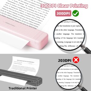 Portable Printer for iPhone iPad Laptop PC - Bluetooth Printer Supports Dual-Sided Printing Letter/A4/B5/A5 Regular Paper, Wireless Printer for Home Travel Office Vehicle Word PDF Excel TxT 300DPI