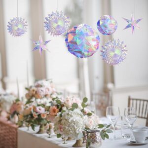 OUZHUHUI Wedding Party Decorations - 9magic Laser Tissue Balls and Stars for Gender-Neutral Baby Showers, Retro Parties, Birthdays,Bridal Showers, Christmas, Country Wedding Decorations