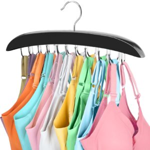 bra hanger for closet, 360° rotating bra organizer space saving w/20 foldable metal hooks, tank top hanger closet organizers and storage for camisoles/tank tops/bras/belts/scarves black