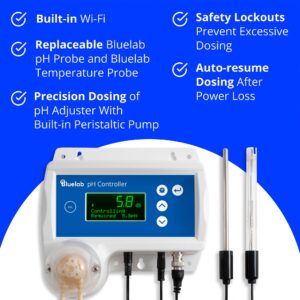 Bluelab pH Controller Wi-Fi 24/7 Reservoir Monitoring for pH with Automated Nutrient Dosing, Edenic Integration, Replaceable Probes Safety Features Optimal for Hydroponics & Indoor Plants