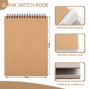 Utron 2 Pack Sketch Book, 5.8” x 8.3” Small Sketch Pad,100GSM/68LB Sketchbook for Drawing, A5 Drawing Paper, Thick Small Drawing Notebook for Painting Beginner, Artist (50 Sheets/Pack)