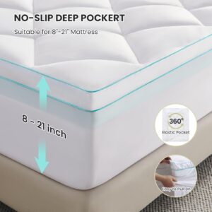 Dourxi Dual Layer 4 Inch Queen Size Mattress Topper, 2 Inch Cooling Gel Memory Foam Plus 2 Inch Down Alternative Pillow Top with 8-21 Inch Deep Pocket