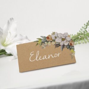 48 Spring/Summer Rustic Floral Theme Wedding Place Cards in Kraft Cards (Kraft Brown without Border)