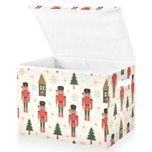 Christmas Nutcracker Tree Storage Bins with Lids Collapsible Storage Containers Closet Organizer Cubes Box Fabric Storage Basket for Bedroom Clothes Shelves Office Nursery Gifts Home Decor