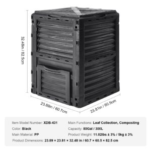 VEVOR Garden Compost Bin 80 Gallon, BPA Free Composter, Large Capacity Outdoor Composting Bin with Top Lid and Bottom Door, Easy Assembling, Lightweight, Fast Creation of Fertile Soil