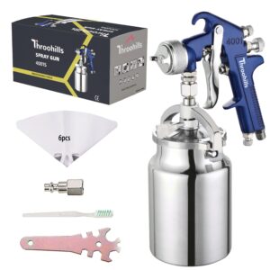 throohills siphon feed spray gun for piant with 1.8mm nozzle, 1000cc cup and 6pcs paint strainers for cars & housepainting gun(blue)