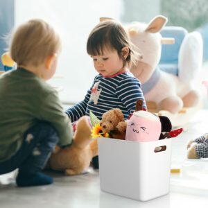 Honeydak 6 Pcs White Plastic Storage Bins with Lids 11.81" x 8.07" x 9.84" Plastic Storage Baskets Bins Boxes Stackable Containers with Lids for Organizing Organizer Bins for Shelves Drawer Playroom