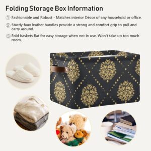 NFMILI Victorian Baroque Storage Basket, Fabric Storage Cubes Bins, Open Home Storage Bins with Handles, Foldable Cubes Closet Organizer Boxes 14.2 x 10.2 x 8.3 in (Large - 2 Pack)