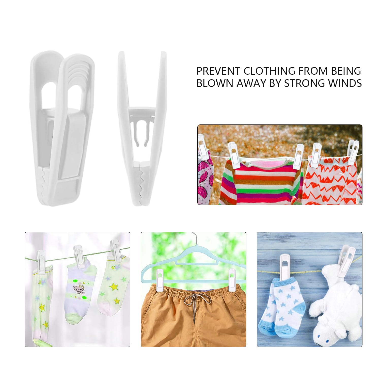 ICSTM Plastic Hanger Clips, 20 Pack Plastic Clips for Hangers, Slim-line Finger Clips Set Clothes Hanger (White)