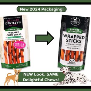 AccessiPets Dog Chews Bundles for All Sized Dogs, Rawhide Free Alternative 6 inch Duck Wrapped Bully Sticks Bundle with 1 Dog Waste Roll (Duck, 5 Count)