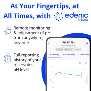 Bluelab pH Controller Wi-Fi 24/7 Reservoir Monitoring for pH with Automated Nutrient Dosing, Edenic Integration, Replaceable Probes Safety Features Optimal for Hydroponics & Indoor Plants