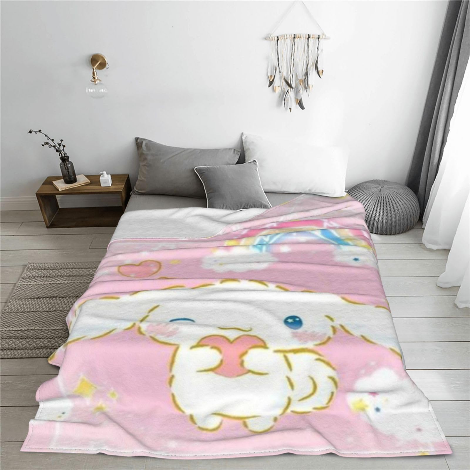 Cinnamoroll Kawaii Blanket Cute Anime Puppy Wink Throw Blanket for Girl Super Soft Flannel Bedding Set Couch Couch WPS Bed Blanket 50x40 Inch