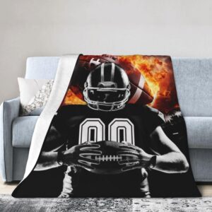 Homieblanket Custom Football Blanket with Name No. for Boys Girls, Personalized Cool Football Themed Design Printed Throw Blankets for Kids Lap, Chair Sofa, Giftable Blanket, 40"x 50"