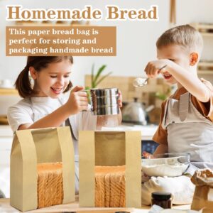 Paper Bread Bags for Homemade Bread, 24 Pack Sourdough Bread Bags with Thank You Seal Stickers, Large Bread Loaf Bags with Clear Window for Baked Food Packaging Storage(13.7x8.2x3.5 inch)