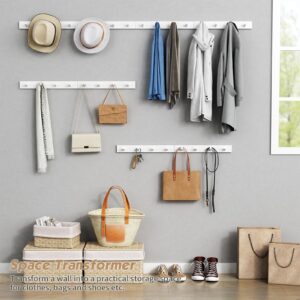 Forbena White Coat Hooks Wall Mount for Hanging 4 Pack, 16 Inch Wood Entryway Coat Rack Wall Mounted Heavy Duty, Modern Large Wall Hooks for Hats Kids Clothes Bags Purses Caps Closet - 16 Hooks