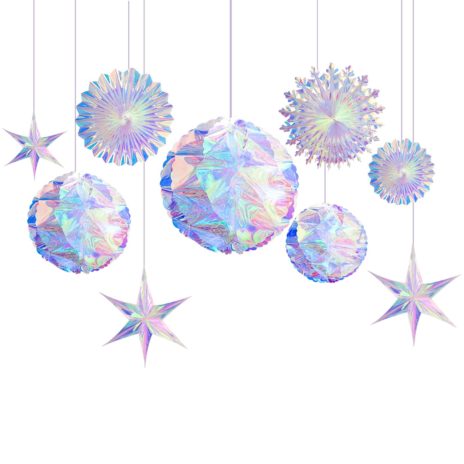 OUZHUHUI Wedding Party Decorations - 9magic Laser Tissue Balls and Stars for Gender-Neutral Baby Showers, Retro Parties, Birthdays,Bridal Showers, Christmas, Country Wedding Decorations