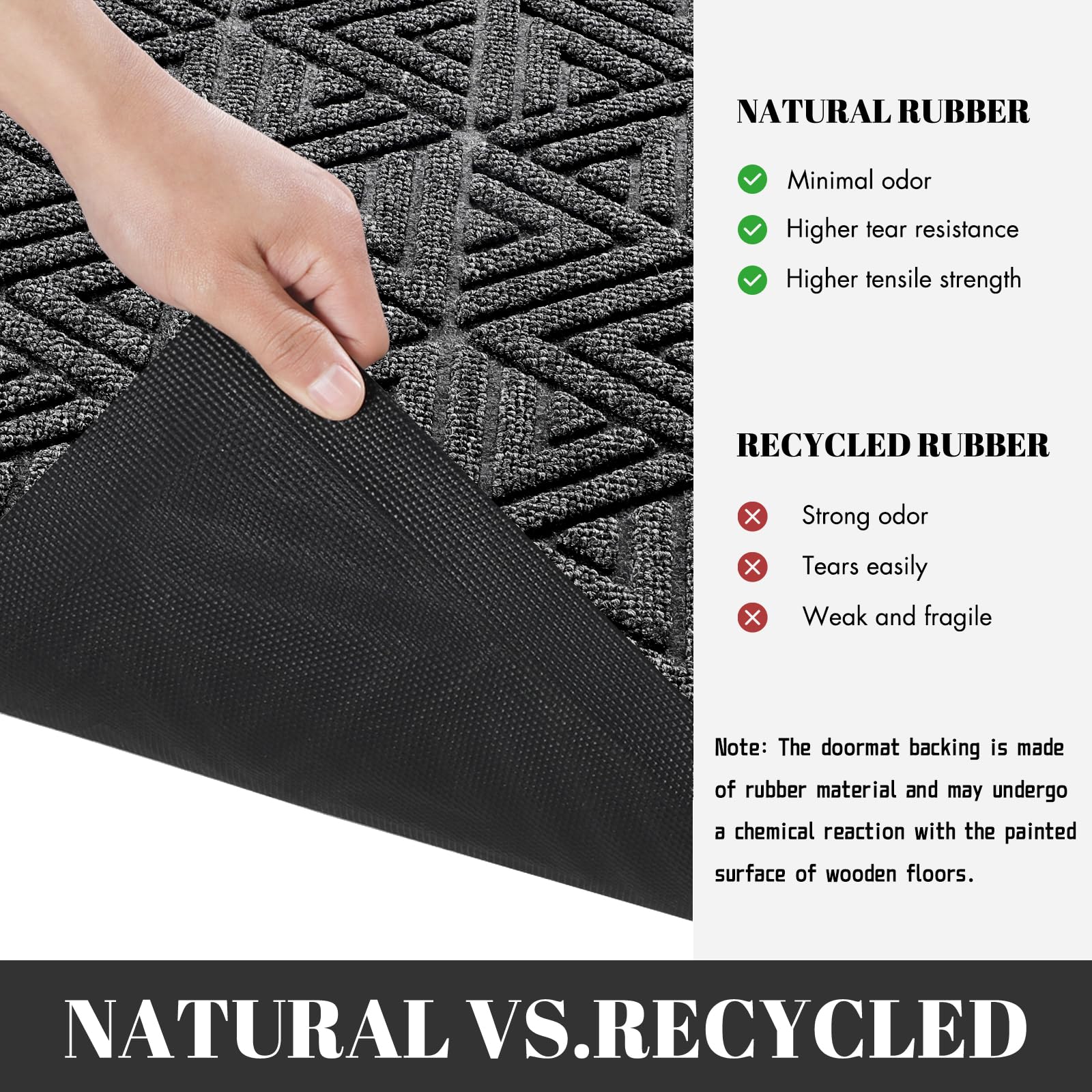 Yimobra Front Door Mat Outside Entrance 47 x 24, Waterproof and Washable Outdoor Mat, Non Slip Rubber Backing, Heavy Duty Welcome Matt for Home Entry Floor Porch Garage Office, Low Profile, Mix Grey