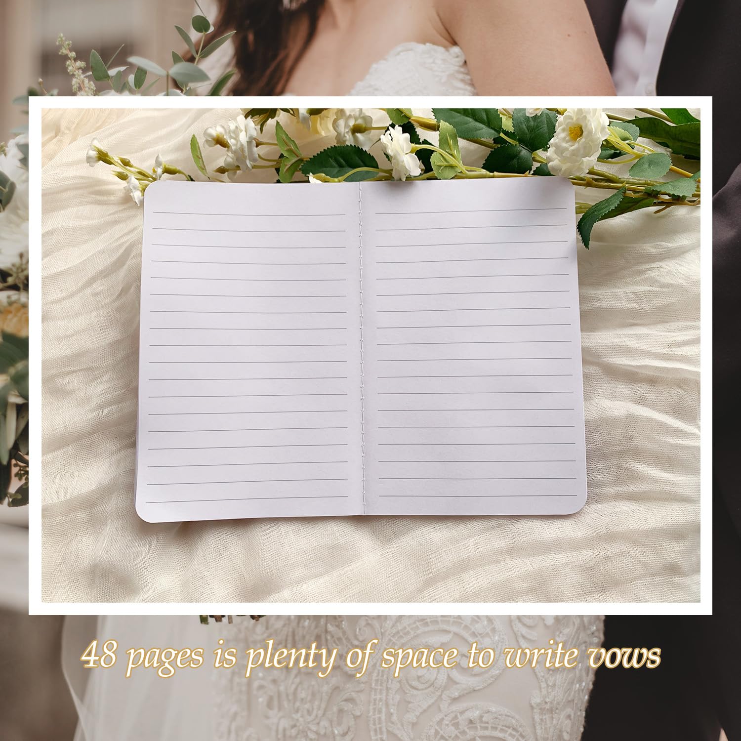 Vow Books Set of 2 Elegant His and Hers Vow Books 48 Pages Wedding Notebook With Plenty of Pages to Write Vows Wedding Vow Books with Gold Foil Floral Lettering Wedding Essentials for Bride Groom