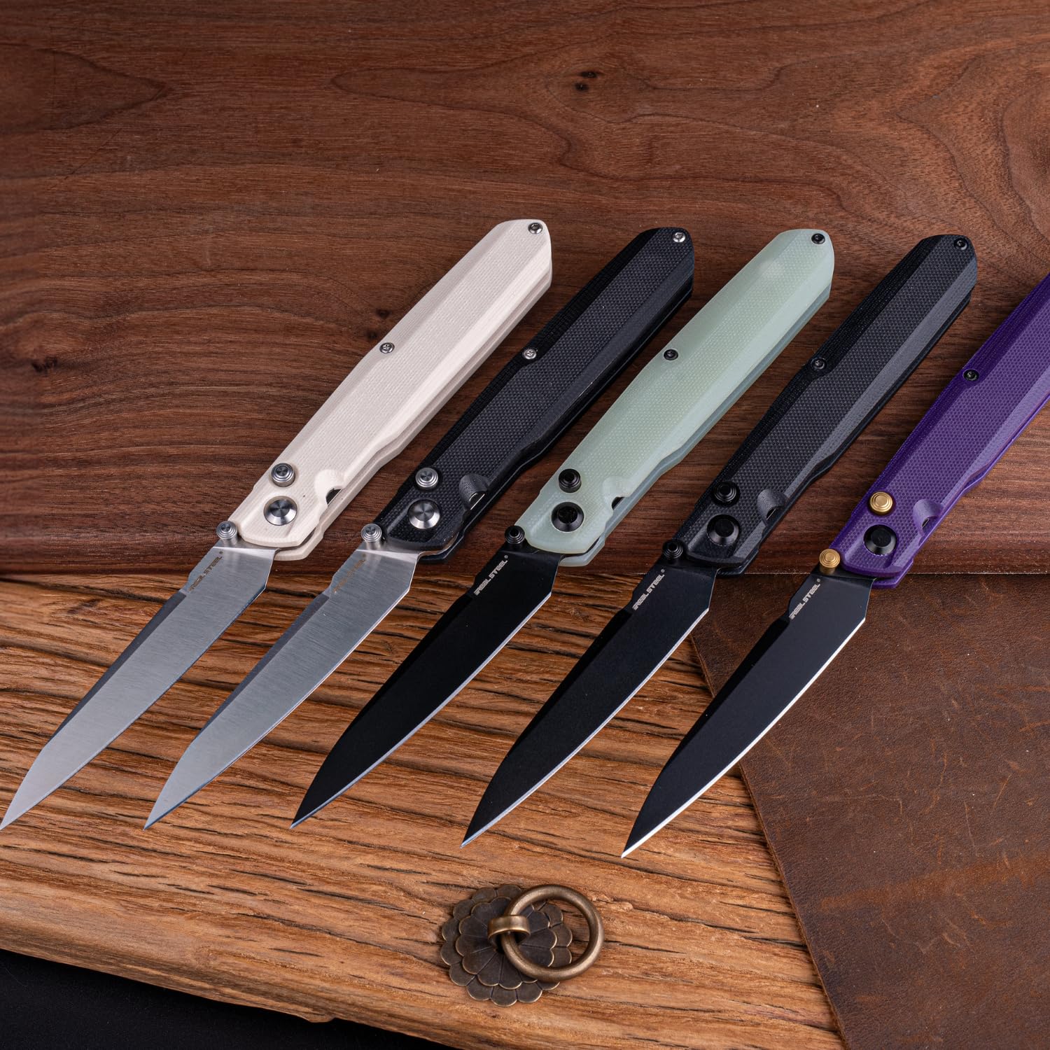 Real Steel Metamorph G5 Button Lock Folding Pocket Knife - 14C28N Steel Blade and G10 Handle - Deep Carry Pocket Clip (Purple G10/Black)