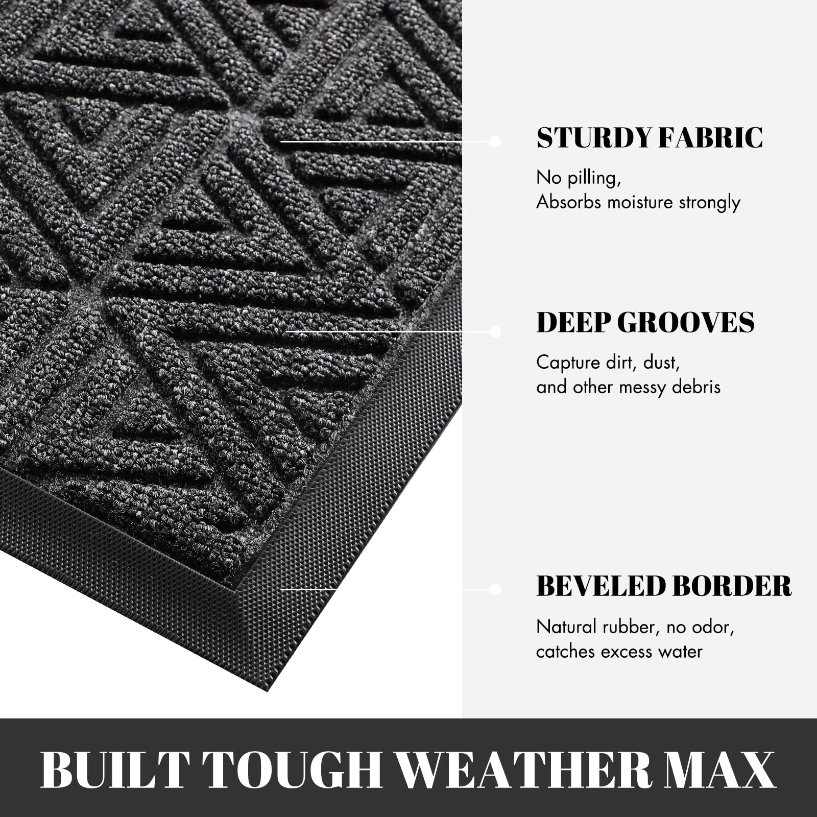 Yimobra Front Door Mat Outside Entrance 47 x 24, Waterproof and Washable Outdoor Mat, Non Slip Rubber Backing, Heavy Duty Welcome Matt for Home Entry Floor Porch Garage Office, Low Profile, Mix Grey