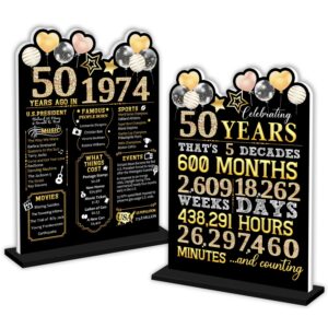 50th birthday decorations, 1974 black gold fifty birthday party decorations, fifty birthday decor, double sided back in 1974 table sign, 50th birthday wedding anniversary decorations for man women