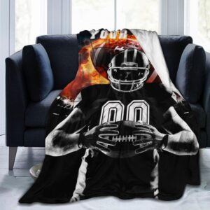 Homieblanket Custom Football Blanket with Name No. for Boys Girls, Personalized Cool Football Themed Design Printed Throw Blankets for Kids Lap, Chair Sofa, Giftable Blanket, 40"x 50"