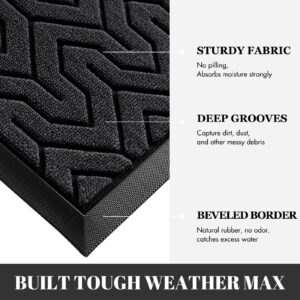 Yimobra Front Door Mat Outside Entrance, 47x24 Waterproof Outdoor Indoor Welcome Mat, Heavy Duty Doormat, Low Profile, Non Slip Garge Porch Entryway Mat, Easy Clean, Black