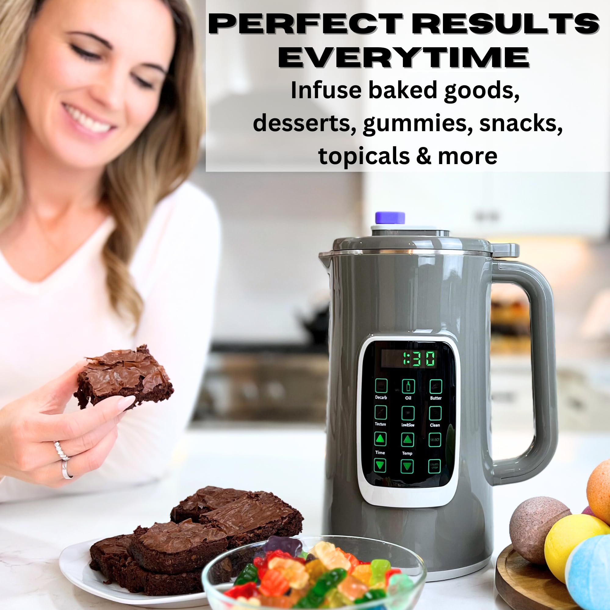 Decarboxylator and Infuser Machine, Magic Herb Butter Machine, Oil Infuser Machine, Gummy Maker, Mess-Free, Easy to Use, Make Desserts, Tincture, Lotions & More, Includes Strainer – EdiWhip 2.0