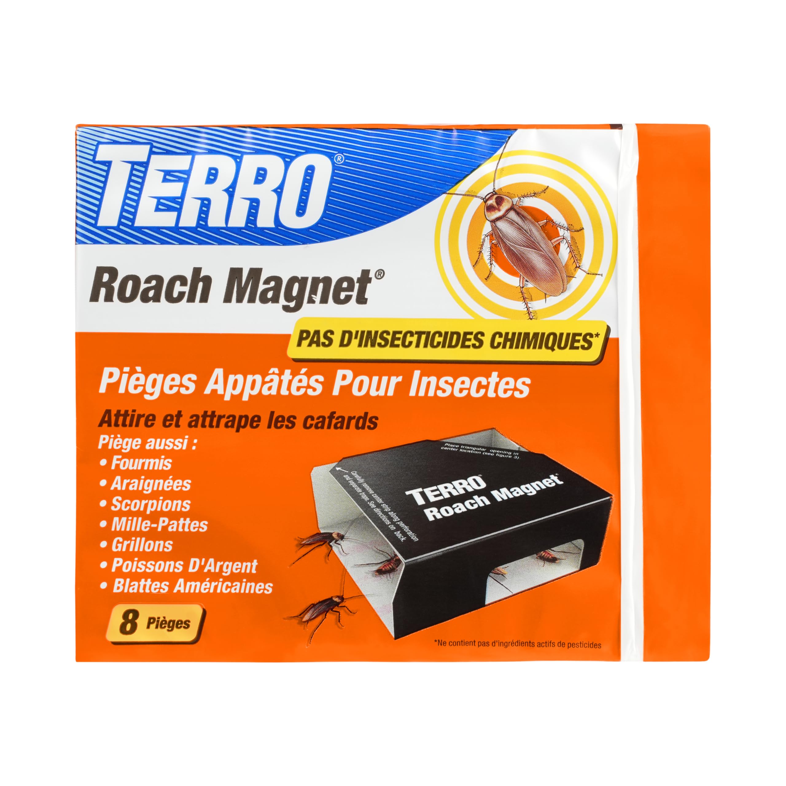 TERRO T256-8 Poison Free Roach Magnet Trap and Killer with Exclusive Pheromone Technology - Kills Ants, Spiders, Scropions, Silverfish, Crickets, and More - 8 Traps