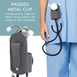 Magnetic Stethoscope Holder Clip - Magnetic Snap & Inner Pocket - Genuine Leather Stethoscope Waist Holder – Littman Stethoscope, Littman Cardiology – Gift for Nurses, Doctors & More