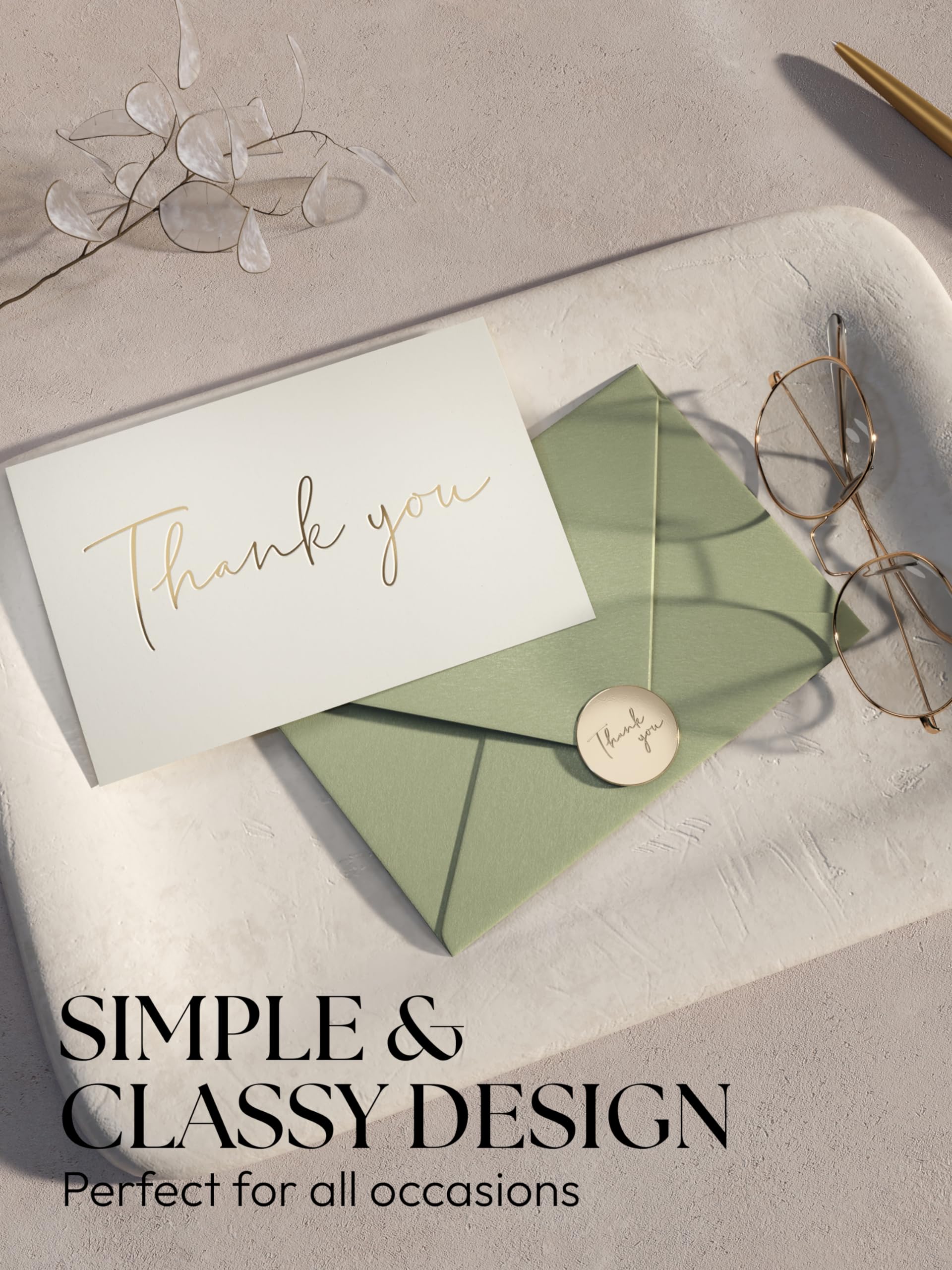 Thank You Cards With Envelopes - Thank You Notes With Envelopes Set of 100 - Wedding Thank You Cards With Envelopes Bulk - Baby Shower Thank You Cards With Envelopes - Blank Thank You Cards Bulk - 4x6