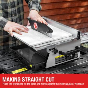 Goldblatt 7-inch Wet Tile Saw Ceramic Cutting Tabletop Saw with Water Storage, 0-45 Degrees Miter Angle for DIY and Pros Cutting Needs