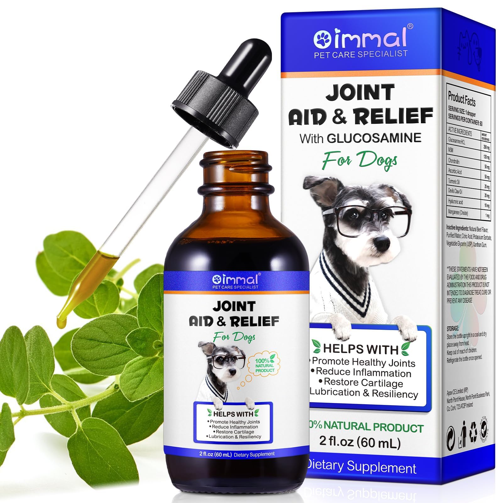 Dog Joint Aid & Relief Supplement with Chondroitin & Glucosamine HCl – Relieves Joint Pain & Reduces Inflammation for Senior Dogs, Active Adults & Puppies