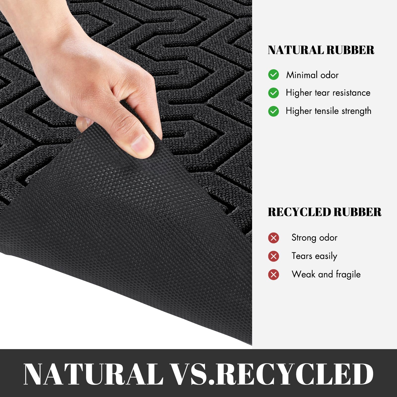 Yimobra Front Door Mat Outside Entrance, 47x24 Waterproof Outdoor Indoor Welcome Mat, Heavy Duty Doormat, Low Profile, Non Slip Garge Porch Entryway Mat, Easy Clean, Black