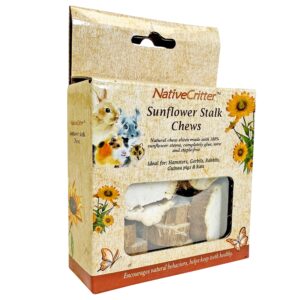 exotic nutrition sunflower stalk slices - fun & unique chew for hamsters, gerbils, rabbits, guinea pigs, prairie dogs, chinchillas, degus, squirrels, rats and other chewing small animals