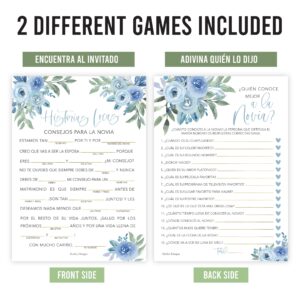 Dusty Blue Spanish Bridal Shower Games 20 Guests - Juegos para Despedida De Soltera En Español, Wedding Shower Games, Hilarious Bridal Shower Games, Popular Bridal Shower Games Spanish Edition