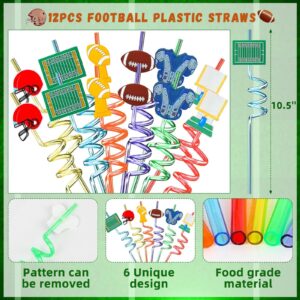 134 Pcs Football Party Favors Set 12 Silicone Bracelet 12 Whistles 12 Keychains 12 Slap Bracelet 12 Tattoo Stickers 12 Plastic Straws 12 Gift Bags 50 Football Stickers for Football Party Supplies