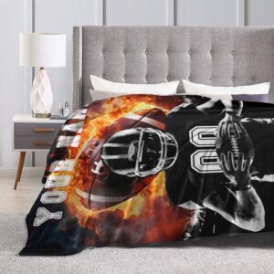 Homieblanket Custom Football Blanket with Name No. for Boys Girls, Personalized Cool Football Themed Design Printed Throw Blankets for Kids Lap, Chair Sofa, Giftable Blanket, 40"x 50"