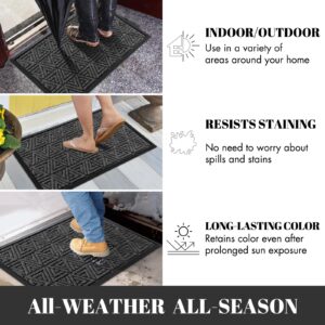 Yimobra Front Door Mat Outside Entrance 47 x 24, Waterproof and Washable Outdoor Mat, Non Slip Rubber Backing, Heavy Duty Welcome Matt for Home Entry Floor Porch Garage Office, Low Profile, Mix Grey